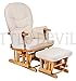 LUXURIOUS HUSH HUSH SOLID OAK WOOD GLIDER CHAIR WITH CREAM CUSHIONS - NURSING GLIDER / ROCKER / ROCKING / MATERNITY / FEEDING CHAIR (With Locking Mechanism & Free Matching Footstool)
