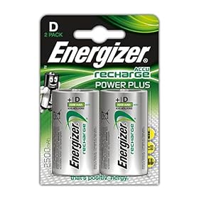 Energizer Recharge Power Plus – Pile D Rechargeable (Lot de 2) – 2500 mAh NiMH – pré-chargées – Puissance Longue durée – Emballage 100% Recyclable et sans Plastique