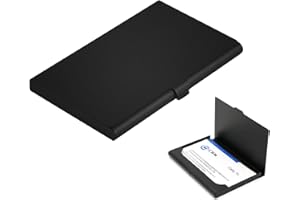 CiciIng Étui pour cartes de visite, Étuis pour cartes de visite en acier inoxydable, Porte-cartes de visite super léger, Étui pour cartes pour hommes et femmes (Noir)