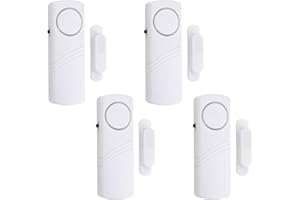 MSMXCS 4 Pack Magnetic Door Window Alarm 90dB Wireless Security Alarm Sensor Battery Operated Burglar Sensor Warnning Detector for Home Office School Garage Shed Shop Hotel Entry Vibration Alert System