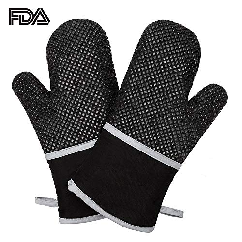 Anpole - Guantes de Silicona para Horno, Resistente al Calor, Forro de algodón Suave con Superficie Antideslizante, Guantes Dobles para Horno, Cocina, horneado, Parrilla, Barbacoa - 1 par