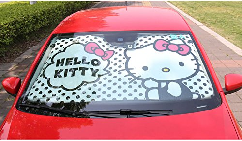 MFEIR Hello Kitty Black Parasol Protector Solar para la Parabrisa Delantera del Coche Cubierta Protectora contra Rayos Ultravioletas para el Vehículo en Verano
