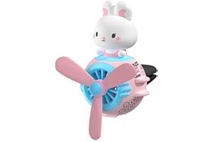 LEOLAMVAED Ambientador Coche Lindo Conejo Piloto, Car Vent Ambientadores Coche, Hélice Giratoria Salida de Aire Ventilador Creativo Difusor de Coche, Accesorios para Coche Lindo, Decoración de Perfume para Coche