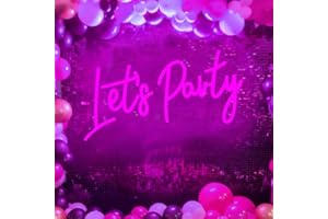 DAKABUKA Lets Party Neon Sign Pink LED Neon Let's Party Light Signs per decorazione da parete addio al nubilato, matrimonio, fidanzamento, festa di compleanno con interruttore dimmerabel (40.6x19.3 cm) 5V USB