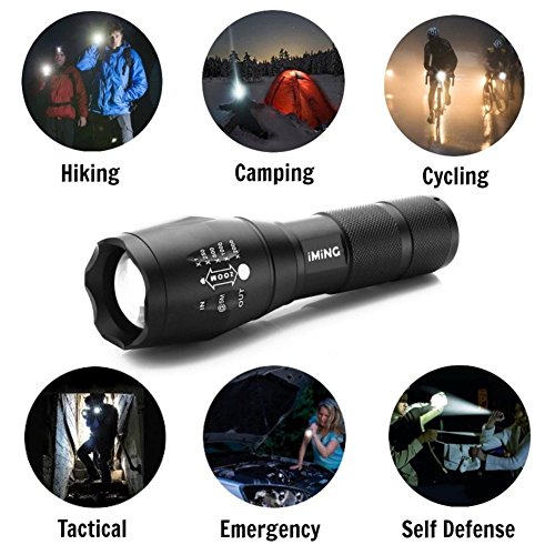 iMing Super Helle LED Taschenlampe Standard Fackel Tactical Handheld Taschenlampen für Camping Outdoor (2er Pack) - 5