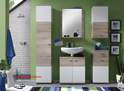 trendteam CS40190 Badezimmer Wandspiegel Eiche San Remo Nachbildung, BxHxT 60x75x15 cm, weiß - 2