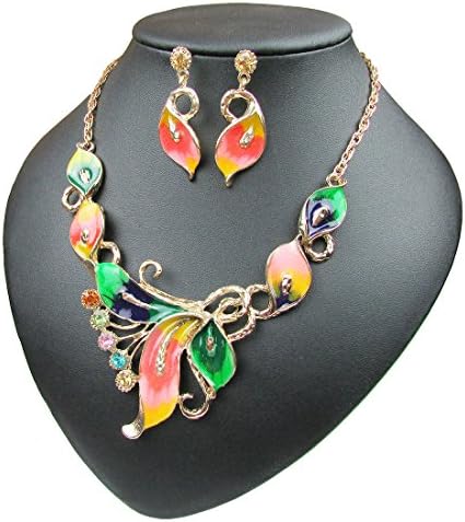 Y&amp;XIANGLIAN Fashion European and American ornaments/necklace earrings/butterfly oil drops diamond jewelry/necklace earrings set/44 + 6.5cm, color