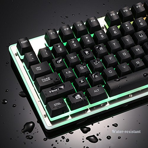 KKmoon Ergonomisch LED Hinterleuchtet Spiel QWERTY Tastatur/ Bunt Regenbogen Esport Gaming Keyboard/ USB Verdrahtet Wasserdicht Mit 104 Tasten - 4