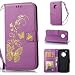 Produktbild Moto G5 Hülle, Anlike Schutzhülle für Motorola Moto G5 (5,0 Zoll) Wallet Tasche [Butterfly geprägte Serie Bronzing] Handyhülle - Lila