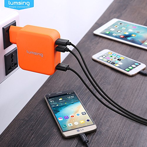 Lumsing Quick Charge 3.0 35W USB Ladegerät Wand Ladeadapter, 1 Port QC3.0 + 2 Port mit Smart IC Technologie Wall Charger für iPhone7/ 7Plus, iPad, HTC One A9/M9, Nexus 6, LG G5 V10 ,Smartphones Tablets und andere USB-ladende Geräte (Orange) - 5