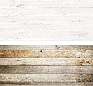 SAVIAURA 1 Sheet 2 in 1 Photography Backdrop 3D Flat Lay Tabletop Double-Sided 34x21 Photo Background PVC Wrinkle-Free for Small Products Food, Cosmetics Shoot (#6- White & Brown Wood Pattern)