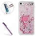 Produktbild iPod Toch 5 Hülle Mädchen,iPod Toch 5 Hülle Blume,iPod Toch 5 Hülle Transparent,iPod Touch 5 / 6 Liquid Hülle,EMAXELERS iPod Toch 5 Hülle Gold,iPod Touch 5 Hülle Clear Hart Clear Flüssiges Case für iPod Toch 6,iPod Toch 5 Hülle Creative 3D Fließen Flüssig Bling Glitzer Herz Stern Luxus Handytasche Rückseite Hülle Schale Etui für iPod Touch 5G/6G + 1 Stylus Pen + 1 pcs Tempered Glass Screen,Silver Liquid-Pink Bear