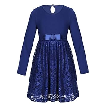 GRACE KARIN Mädchen Spitzenkleid | Langarm Prinzessinnenkleid | Größen 6-12 Jahre