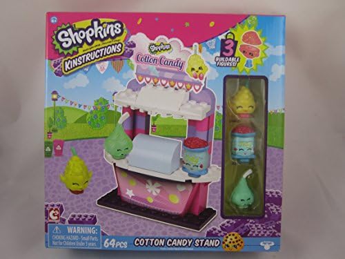 Shopkins Kinstructions Cotton Candy Stand with 3 Buildable Figures - 64 Pieces