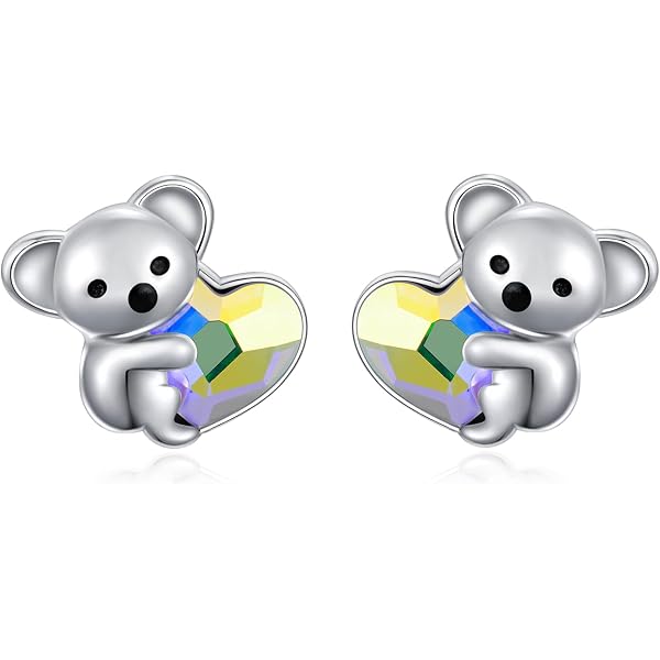 Laimons Kinder-Ohrstecker Koala Aus Sterling Silber 925 – Grauer Koalabär Mit Emaille, Für Mädchen