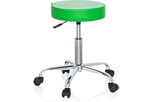 ‎HJH OFFICE hjh OFFICE 729411 Bürohocker Operator II Kunstleder Grün Hocker höhenverstellbar mit Rollen