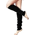 Venzina® Leg Warmers for Women Girls Fashion Ribbed Knit Leg Warmer Black Calf Cuffs Stocking Boot Socks for Party Sports Yoga - All Season Use