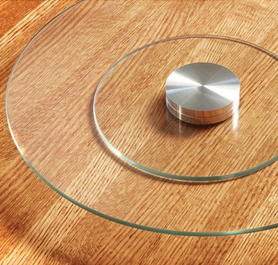 Safield - Bandeja giratoria de vidrio templado con base (35 x 0.3 cm), transparente