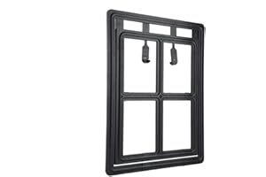 ESTINK Kociak dla kota, 45,5 x 35,5 cm Drzwi dla kotów i psów Kocięta Drzwi dla zwierząt z automatycznym zatrzymaniem moskitiery rama drzwi, czarna