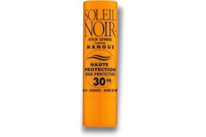 Soleil Noir - Stick Lèvres Goût Mangue - SPF 30, Haute Protection Solaire - Nourrit, Hydrate, Protège - Huile de Macadamia, Beurre de Karité - Fabrication Française - 4g