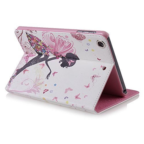 iPad mini Schutzhülle – Felfy Ultra Slim Flip Leather Case für / Apple iPad mini mini 2 mini 3 Tablet / Leder Hülle Etui Cover Handytasche / Bling Luxus Glitzer Glanz Steine Rhinetone Einfach Edel Fairy Fee Mädchen Girl Elf Blume Stil / 1x Rosa Flower Anti Dust Plug / 1x Pink Stylus - 4