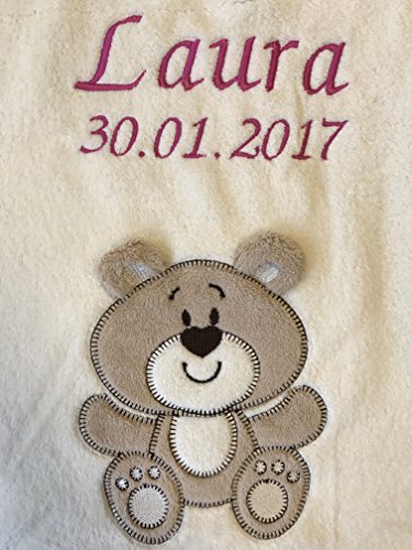 Babydecke bestickt mit Name und Geburtsdatum / kuschelig weich / 1A Qualität - 7