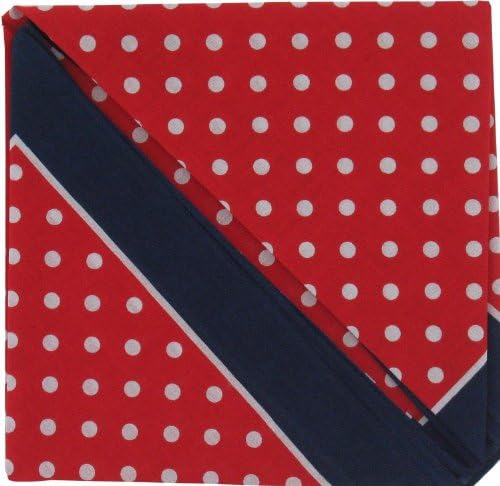 Bandana or Large Handkerchief - Red polka dots and a Navy border