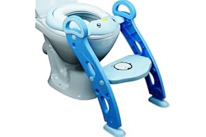 MODERNUP Toilettensitz Kinder mit Treppe | Höhenverstellbar 38-44 cm | WC Sitz Toilettenaufsatz | Potty Training Toilet | Klositz stabil, faltbares Kinderklo | Toilettentrainer | Töpfchen Baby (Blau)