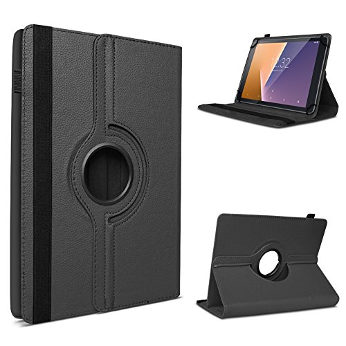 Vodafone Tab Prime 6 / 7 robuste Tablet-Schutz-Hülle aus hochwertigem Kunstleder Tasche mit Standfunktion 360° drehbar Universal-Cover-Case kombiniert Schutz und Design von UC-Express®, Farben:Schwarz