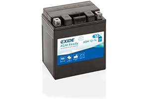Batería Exide AGM12-14 Moto 12V Agm Ready. 12V - 12Ah/210A (EN) (135x90x165mm)