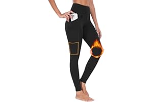 BAYGE Damen Thermo Wander Leggings Winter Hohe Taille Fleece Gefüttert Wasserdicht Blickdicht Bauchkontrolle Slim Fit Wanderhose Yogahose Radlerhose Sporthose Sweathose mit Taschen