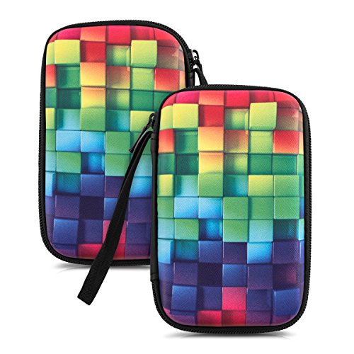 kwmobile Hardcase Tasche Hülle für externe Festplatten (2,5″) mit Regenbogen Würfel Design – Schutzhülle in Mehrfarbig Grün Blau - 5
