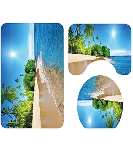 Tapis Flanelle Antidérapant Set Tapis Salle De Bain 3 Pièces A