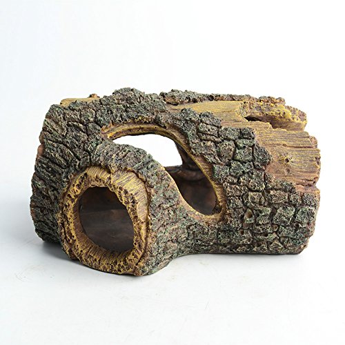 Hygger Betta Log Resin Hollow Tree Trunk Ornament, Aquarium Decorations Wood House Small and Medium Fish Tank Decor, with Holes for Small Fish Pets to Swim Through (Tree Trunk)