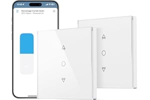 Maxcio Interruptor de persiana WiFi, Interruptor Inteligente Persiana Compatible con HomeKit, Alexa y Google Home, Calibración con un Solo Clic, Control de Porcentaje, (2 Packs)