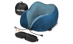 HOMIEE Cuscino da Viaggio Memory Foam, Cuscino Cervicale da Viaggio Tightness Regolabile, Cuscino Aereo, Cuscino Viaggio Perfetti per Automobili, Ufficio ecc