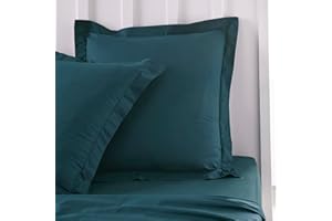 TODAY Essential - Lot de 2 Taies d'oreillers 63X63 cm 100% Coton Uni, Paon