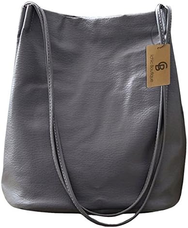 Bucket Bags Womens Leather Handbags Purse Tote Hobo Shoulder Bags,Grey