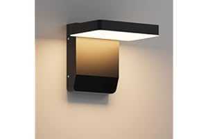 K-Bright Applique esterno LED 20W 3000K 1540 lume, balcone esterno, garage, applique giardino esterno, applique esterno antipioggia IP65 nero(rettangolo)