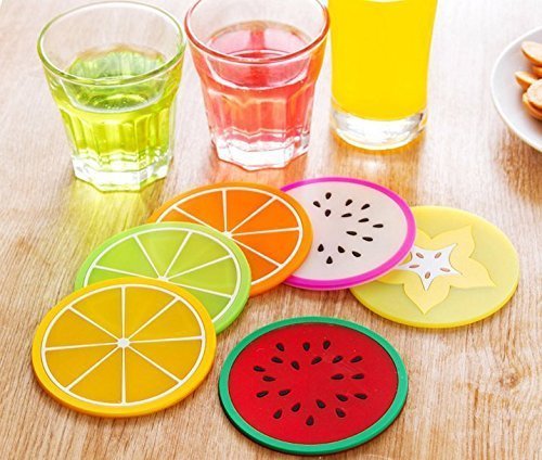 Zedtom 7per Silikon-Untersetzer Coaster – Früchte Stil – 3.5″ - 3