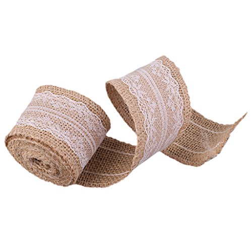 Hessisch Weiß Spitze Sackleinen Kunst Farbband für Vintage Hochzeit Zuhause Dekor 2M - 3