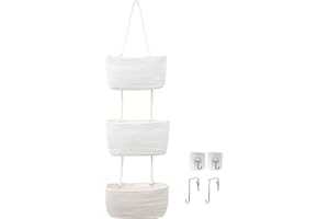 DYOUen Vielseitiger Hänge-Organizer aus gewebtem Baumwollseil für Bad, Kinderzimmer und Schlafzimmer (weiß)