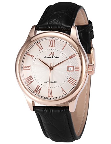 KS Herren Automatik Mechanisch Uhr Analog Schwarz Leder Armband Datumanzeige KS243 KS Herren Automatik Mechanisch Uhr Analog Schwarz Leder Armband Datumanzeige KS243
