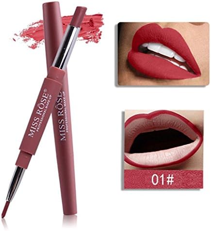 Quistal Double-end Waterproof Long Lasting Matte Lipliner pencil Lip Pen Liner Stick Pencil 8 Color (A)