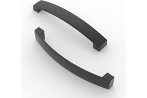 FURNIWARE 10 Pack Cabinet Handles, Hardware Drawer Pulls, Aluminum Kitchen Cabinet Door Handles Pull, Matt Black-128mm(5 Inch) Hole Center