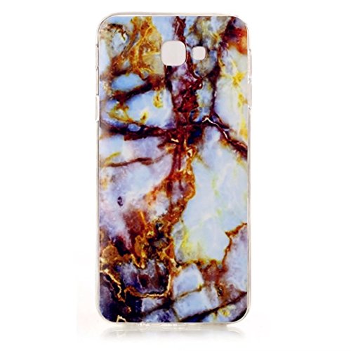 Samsung Galaxy J5 Prime Hülle,JIEJIEWYD TPU Silikon Elegant Slim Cover Case Leichte kratzfeste stoßdämpfende Muster Hülle für Samsung Galaxy J5 Prime /Samsung Galaxy On5 2016 – Marmor Serie Blau Gold - 2