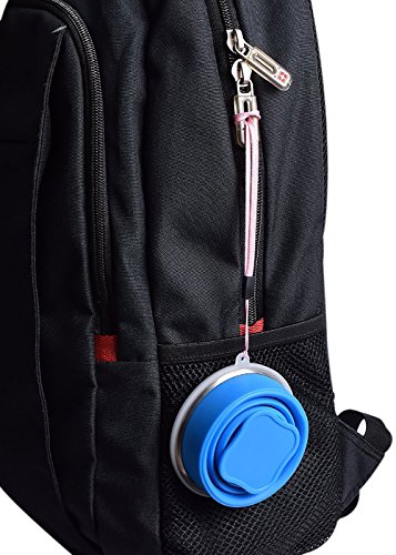 3zfamily Roll-faltbar tragbare Silikon Outdoor-Reise Trinkbecher für Reisen, Camping, Wandern & Pendler zu arbeiten. Tragbar Silikon versenkbare Teleskopstange zusammenklappbar - 3