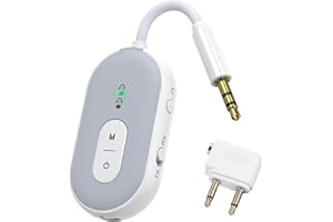 ORIA Bluetooth 5.3 Airplane Adapter, 3.5mm Bluetooth Transmitter Receiver with aptX-Low Latency, Dual Connection, Wireless Headphone Adapter for HiFi, TV, Speakers, Plane