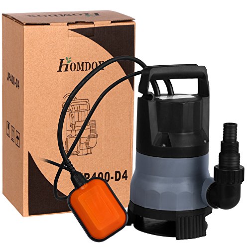 Homdox Tauchpumpe 400 W Schmutzwasserpumpe Teich Wasserpumpe Tauchwasserpumpe 8000 L/H Pumpe mit Schwimmschalter und Tragegriff (Grau) - 7