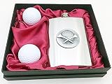 Flasque 226,8 gram les golfeurs + 2 boules en Coque Cadeau. vendeur britannique. Cadeau idéal pour les golfeurs